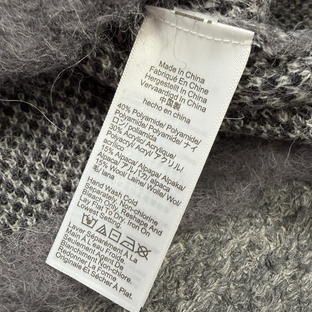 J Crew Argyle Cardigan Sweater Women Medium Gray Fuzzy Alpaca Preppy Lightweight - Picture 10 of 11